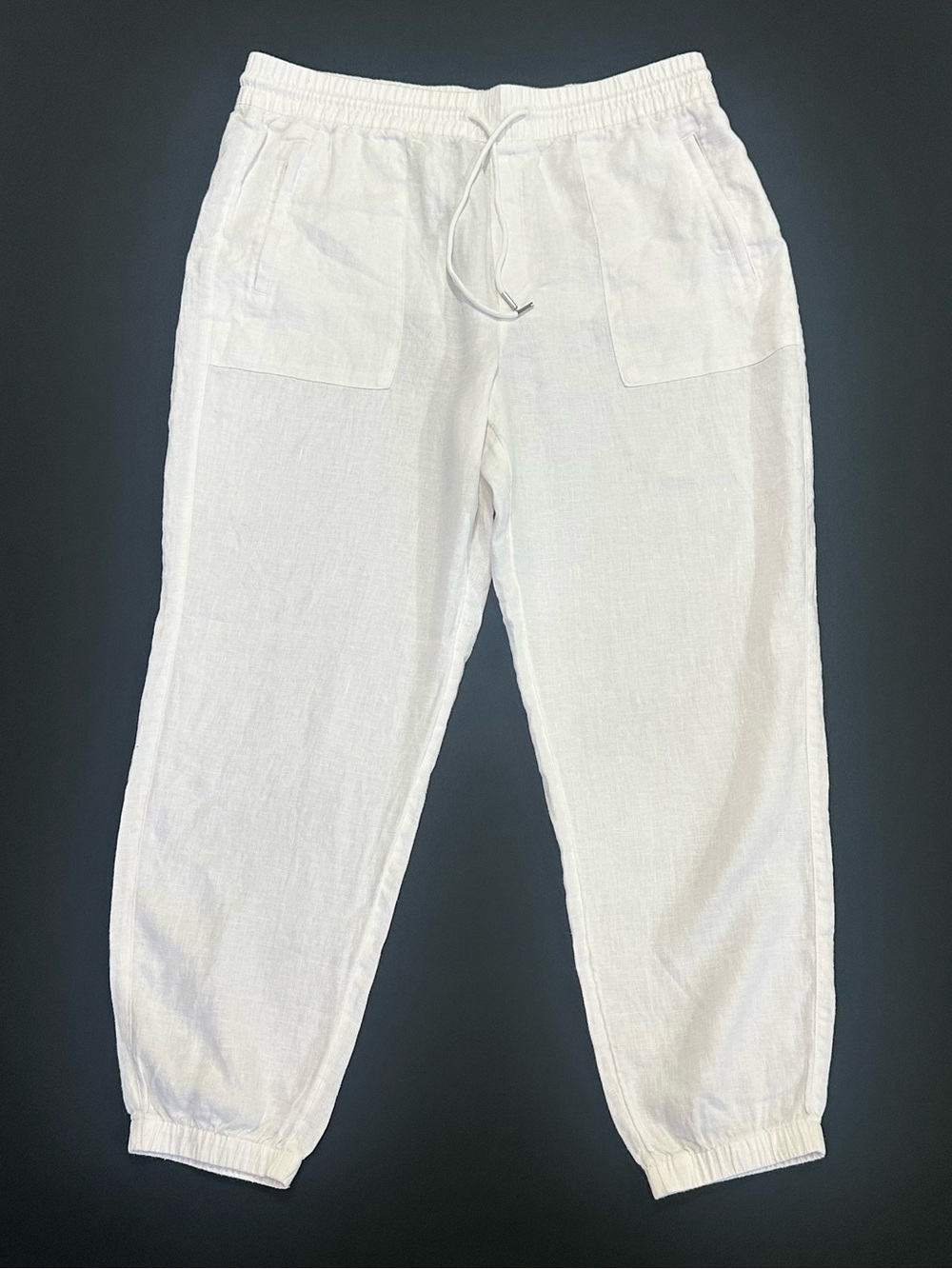 Athleta Retreat Linen Jogger Pants White NWT Large 100% Linen